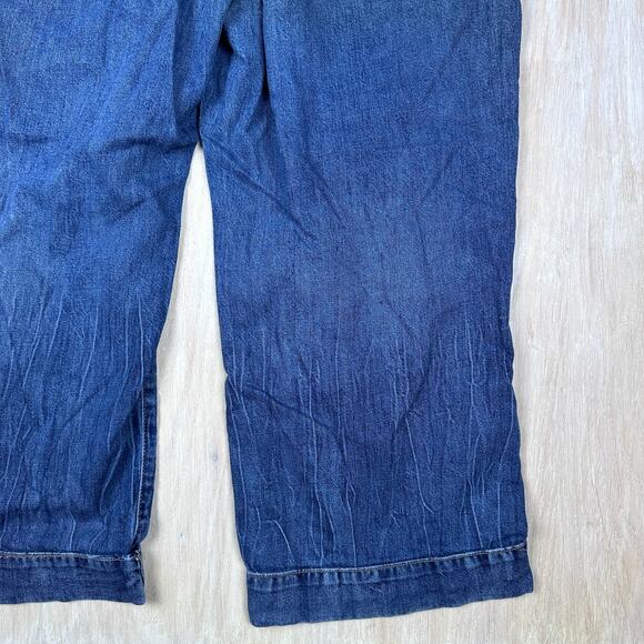 Lane Bryant Pull On Wide Leg Distressed Ripped Drawstring Elastic Waist Jeans 16 - Picture 9 of 16